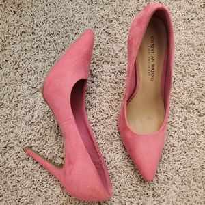 Christian Siriano - Pink Suede Pointed Toe High Heels (size 7)